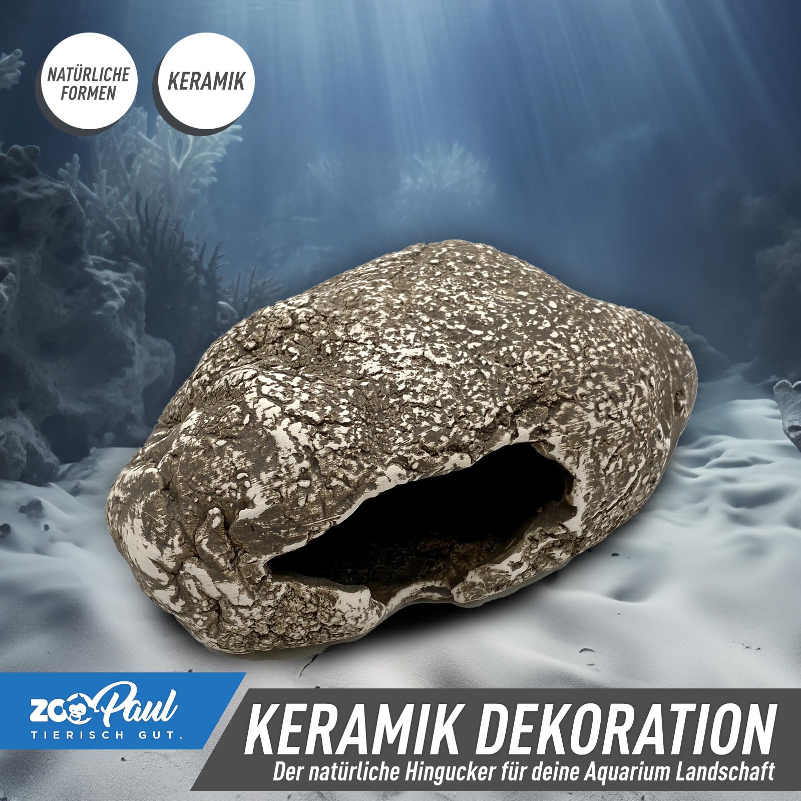 ZooPaul Keramik Deko Dekoration Aquarium Terrarium Stein Höhle Versteck Felsen