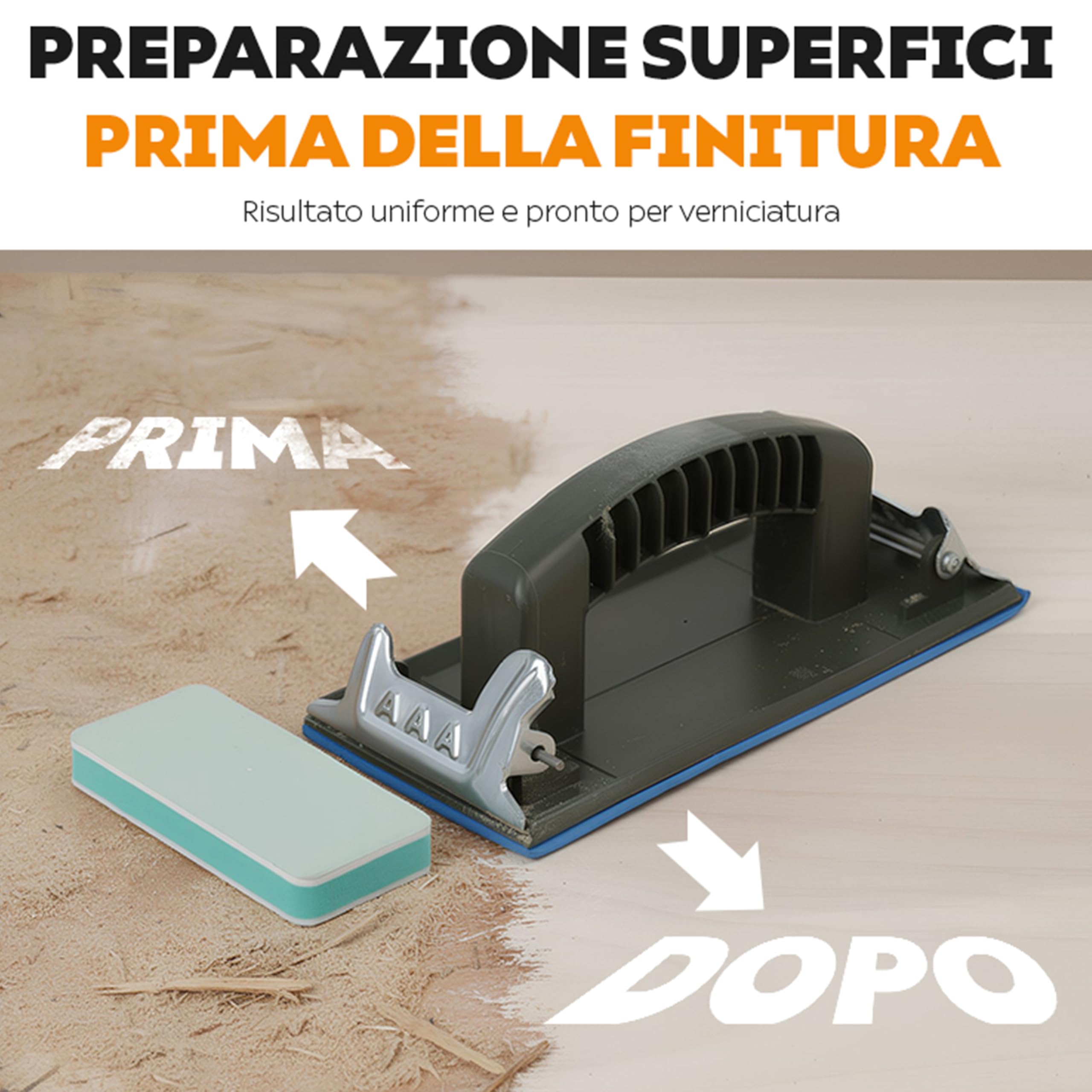 Carta Vetrata P120 Set 42 Pezzi con Supporto, Carta Abrasiva per Legno, Metallo e Muri, Utilizzo a Secco e Acqua, Compatibile con Levigatrice Orbitale e Manuale