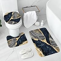 Vista 3 de Gibelle Juego de 4 cortinas de ducha de mármol con alfombras antideslizantes, cubierta para tapa de inodoro y tapete de baño, juego de decoración