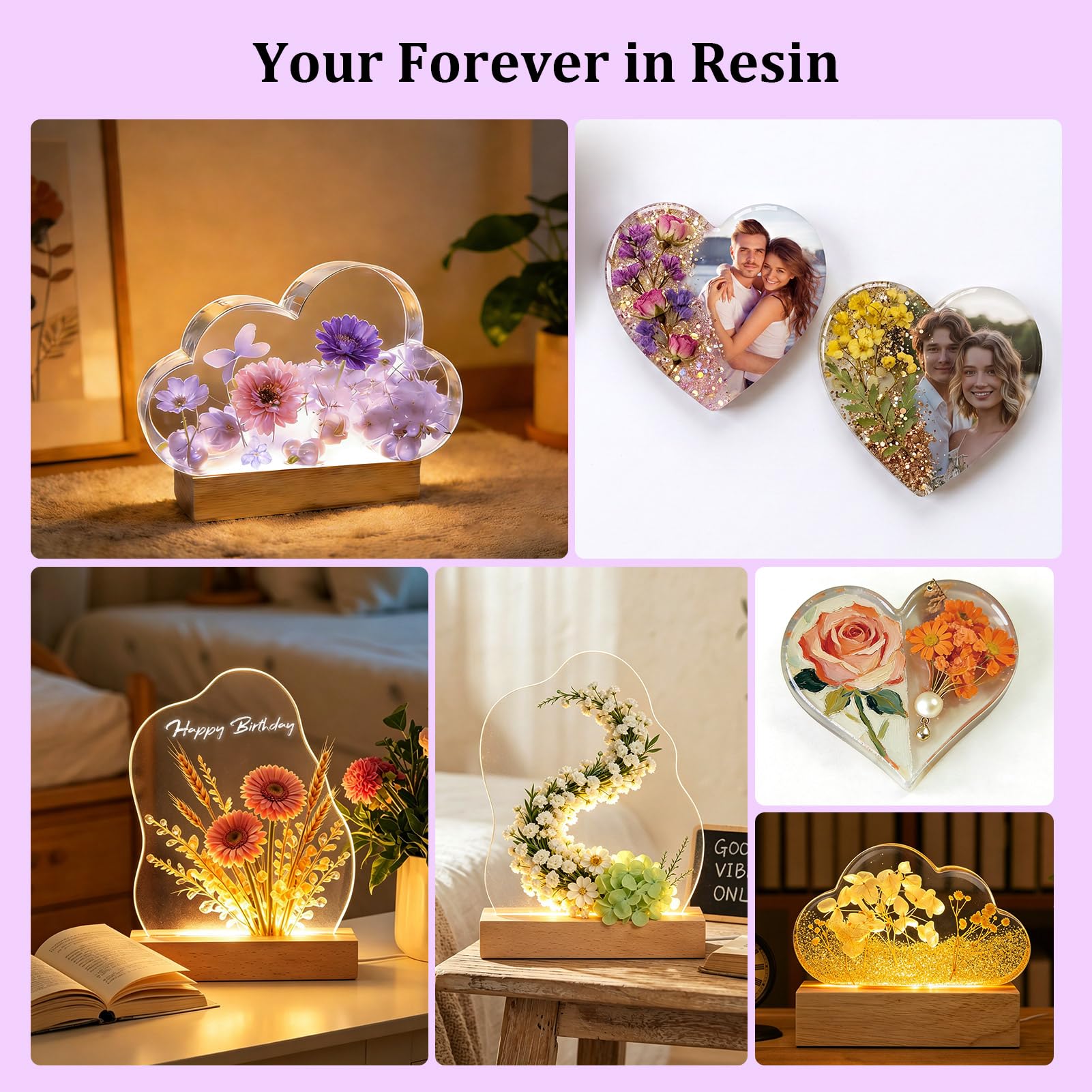 Kits de resina epoxi para principiantes con luz, manualidades para adultos y mujeres