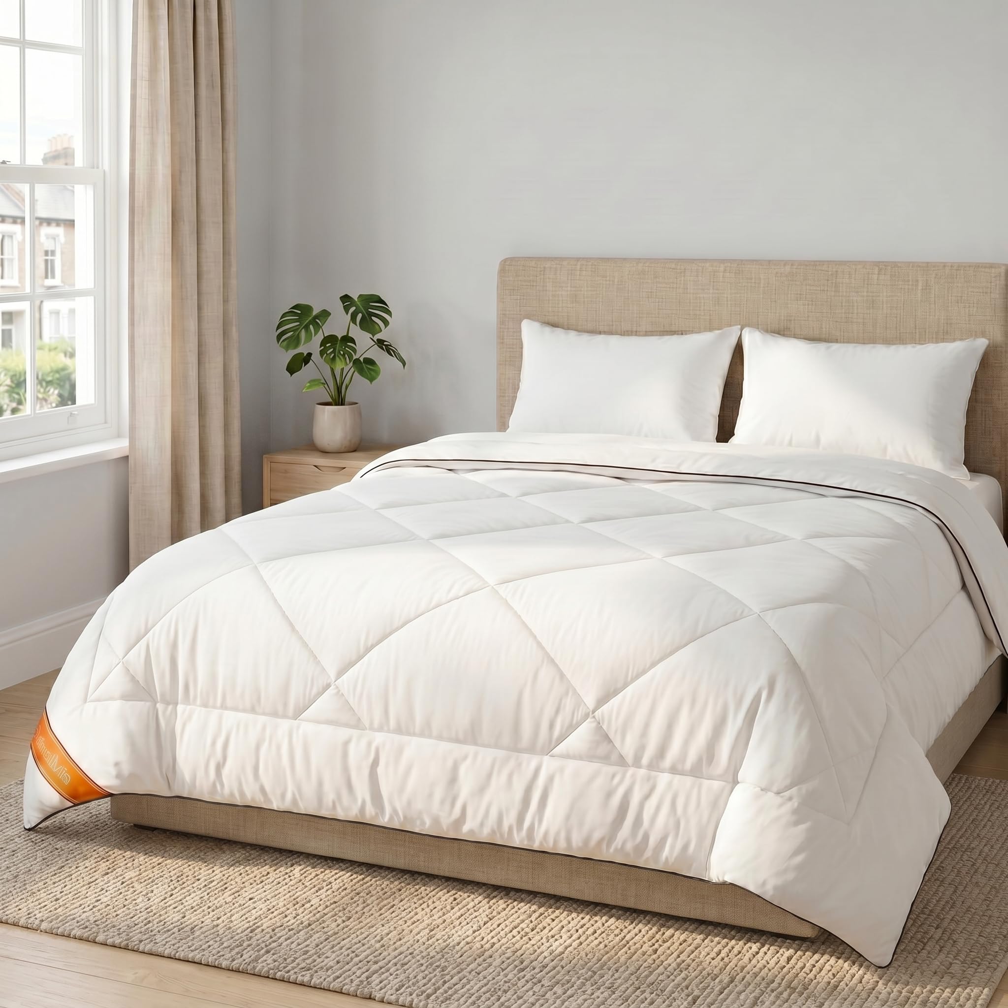 VelvetMis Duvet King Size 10.5 Tog - All Year Round Off White Fluffy Quilt Duvet KingSize Bed with Corner Tabs, Ultra Soft Duvet Insert 300GSM, 220x230cm