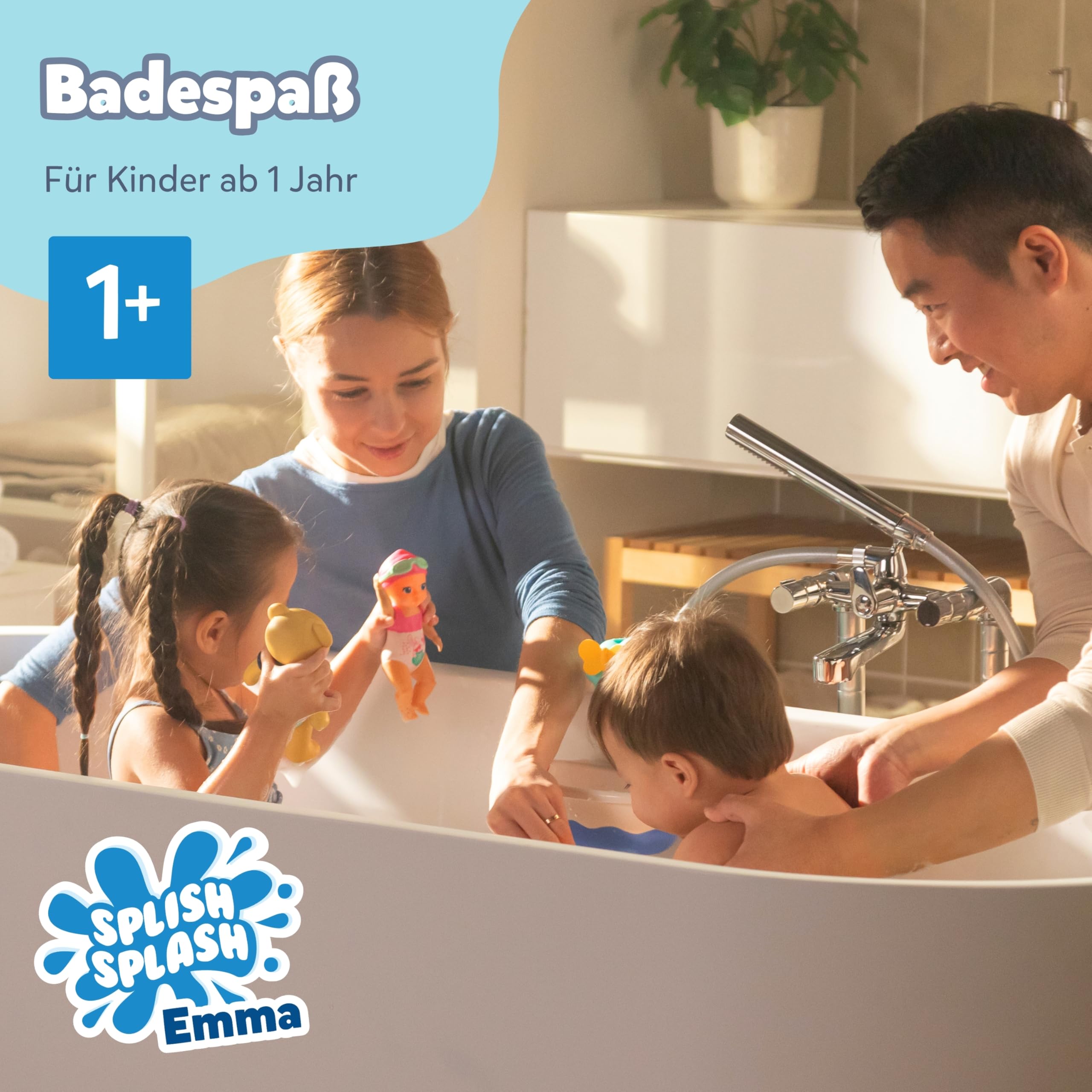 BABY born Splish Splash Emma, interaktywna zabawka do kąpieli z mechanizmem nakręcania, kolorowa zabawka do kąpieli dla maluchów, sensoryczna zabawa i rozwój, 839133 Zapf Creation | Mechaniczna funkcja pływania do zabawy w wodzie, bez baterii, lalka do ką