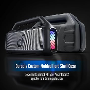 ENCASED Carrying Case for Anker Soundcore Boom 2 Outdoor Speaker, Hard Shell Protective EVA Cover with Handle and Shoulder Strap (Black)