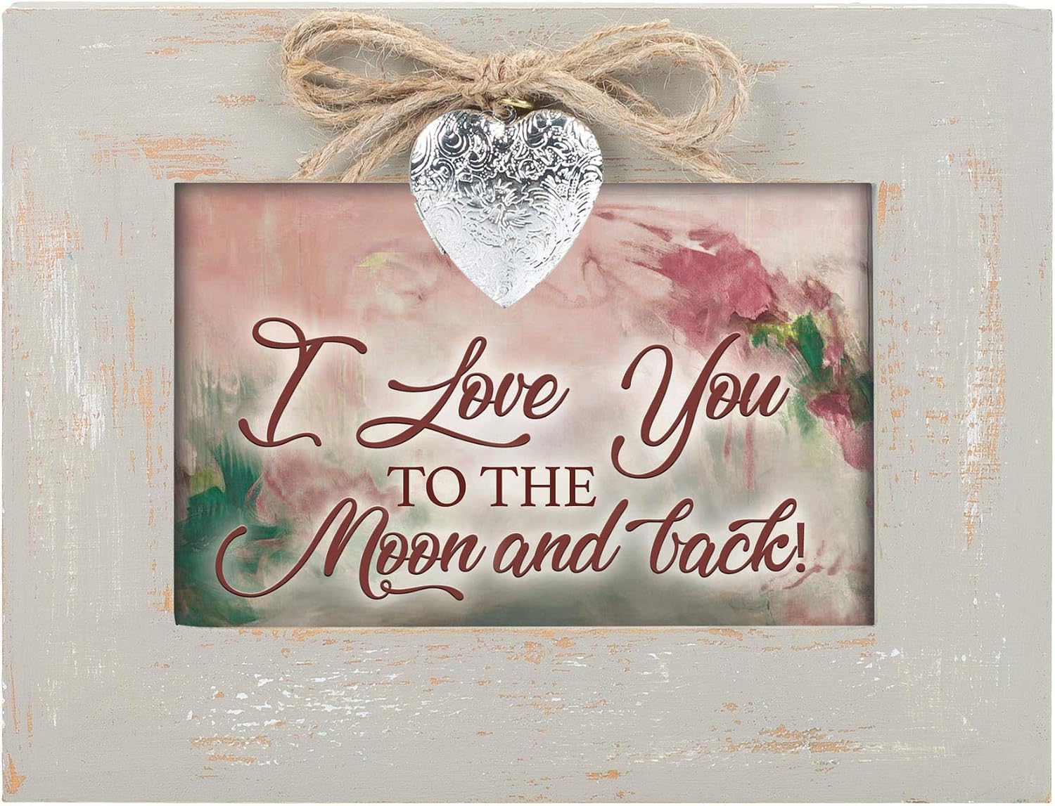 Cottage Garden I Love You to The Moon and Back Wood Distressed Locket Music Box Plays You Light Up My Life