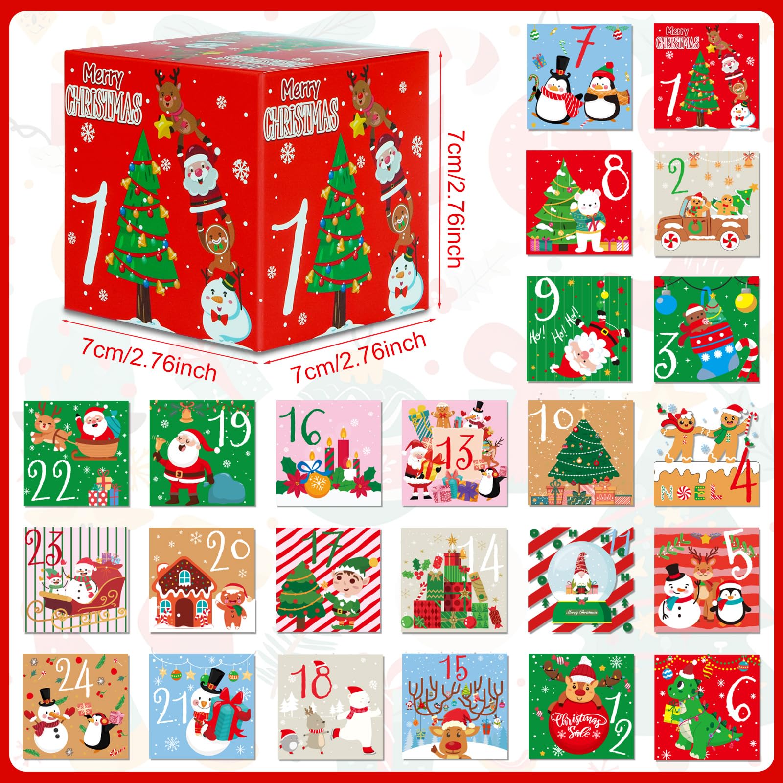 OurWarm DIY Christmas Advent Calendar Boxes, 24 Days Empty Advent Calendar to Fill Christmas Countdown Gift Candy Box, Cardboard Fillable Advent Calendar for Family Kids Xmas Holiday Decor