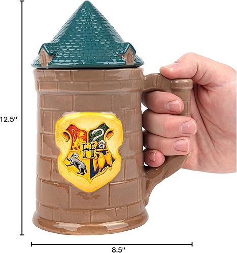 Miniatura 8 de Harry Potter Hogwarts Castle - Taza grande de 30 onzas, jarra de cerveza con tapa de cerámica, para café, té, cerveza de mantequilla y más, regalo