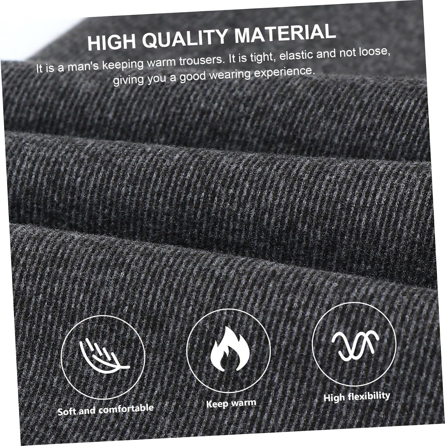 Xmas Men Thermal Pants Dual Layer, Black Polyester Chinlon Base Layer