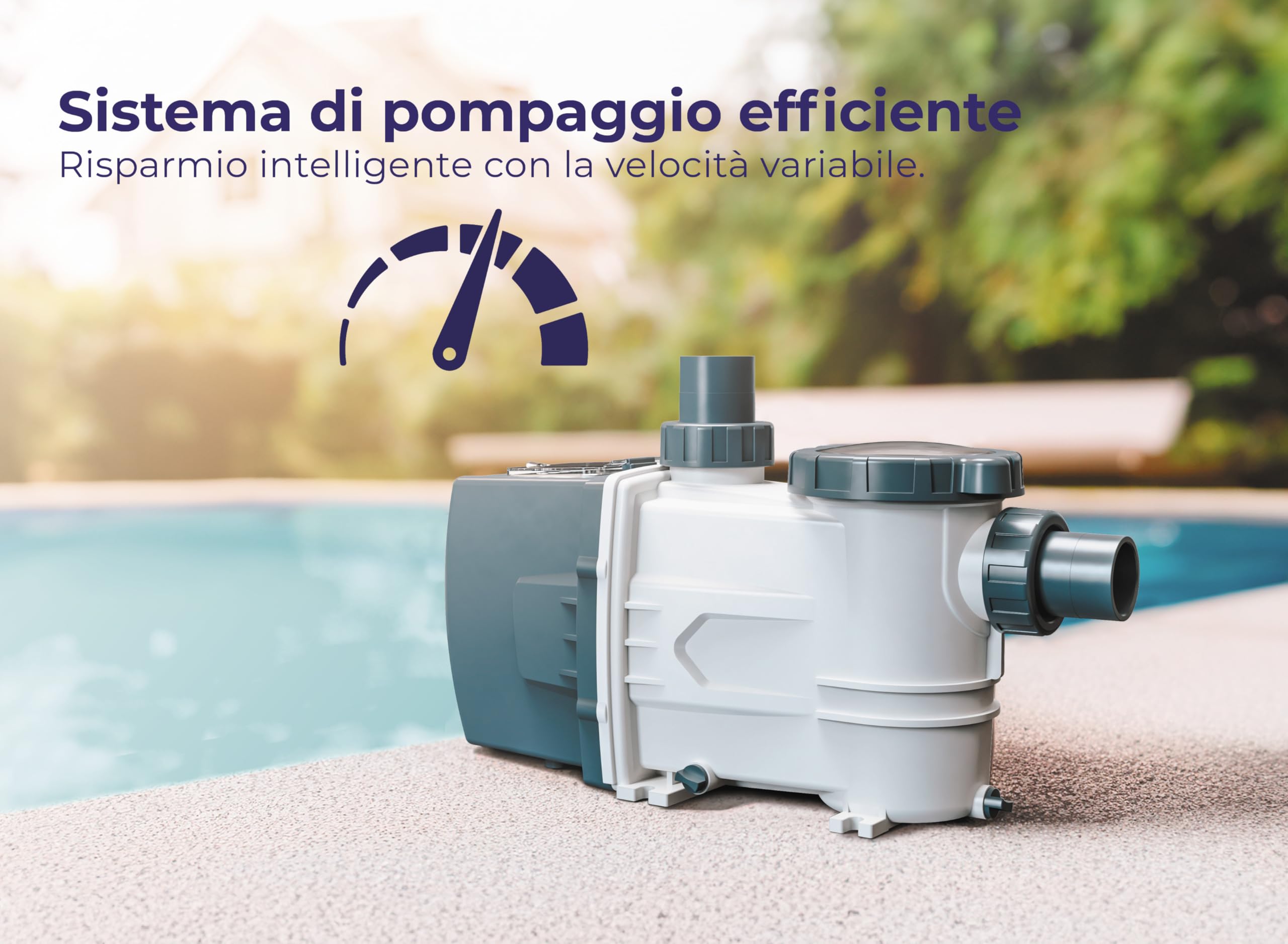 Gre VSG75 - Pompa per Piscina a Velocità Variabile per Piscine con un Volume fino a 65m3. 750 W di Potenza e 4 Velocità