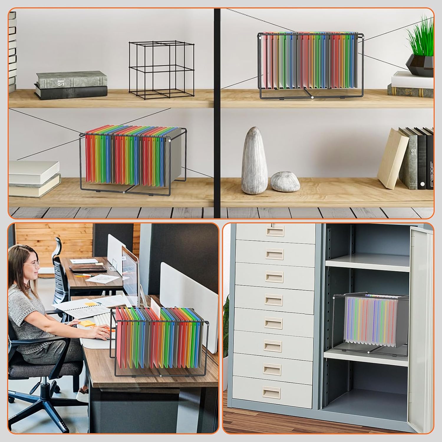 2 Sets Hanging File Folder Frame Letter/Legal Size,Less Than 9.5”H/15.4”D File Cabinet Rail/Drawer/Inserts,Hanging File Holder,Desk Organizer for Accessories,Filing Box,Anti-Scratch/Rusty