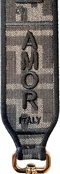 FENDI Roma Amor Embroidered Zucca Canvas Brown Mini Strap