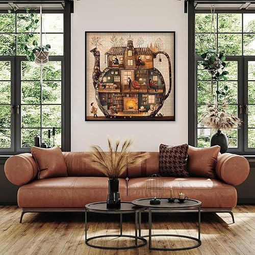 Miniatura 5 de PICKFORU - Rompecabezas de biblioteca para adultos, 1000 piezas, estilo vintage, libro de estantería, arte de habitación, difícil y único, tema de