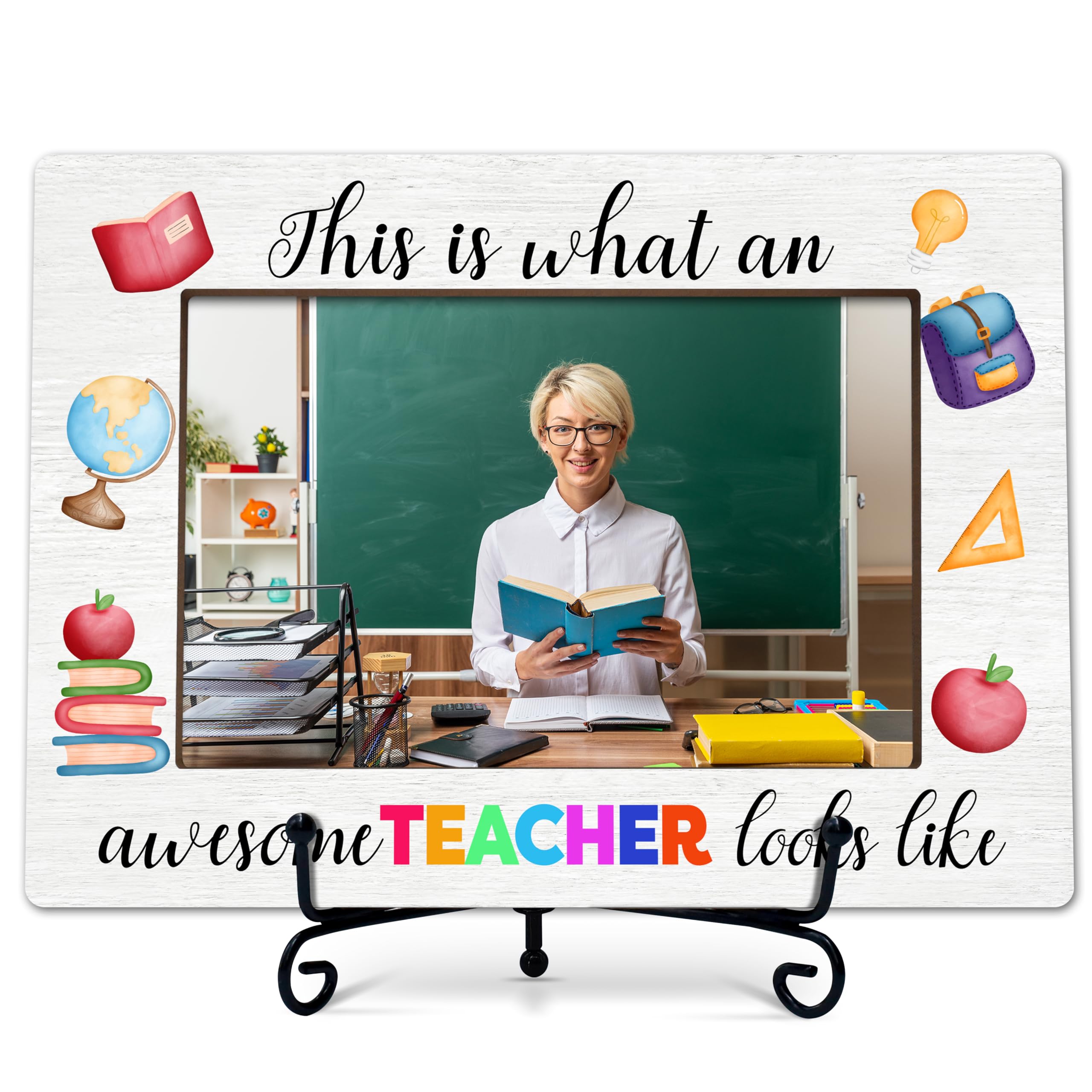 Photo 1 of CTLHKY Teacher Photo Frame, Teacher's Day Wooden Picture Frame With Stand, Teacher Thank You Appreciation Birthday Gifts For Women Teacher, Office Home Room Tabletop Decor -B10