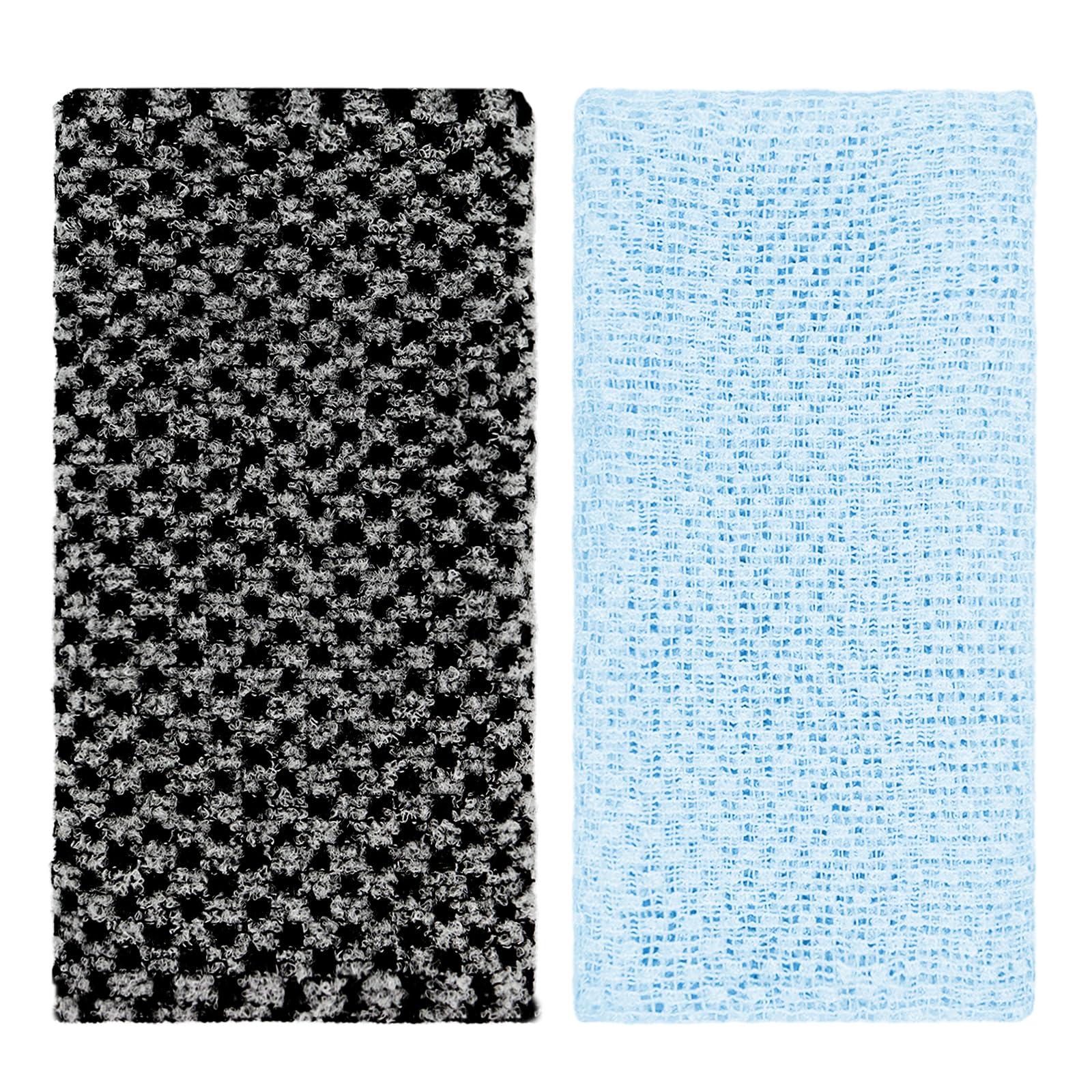Toallas Exfoliantes Coreanas Japonesas Africanas para Ducha, Estropajo Exfoliante de Espalda, 2 Piezas Negro Azul