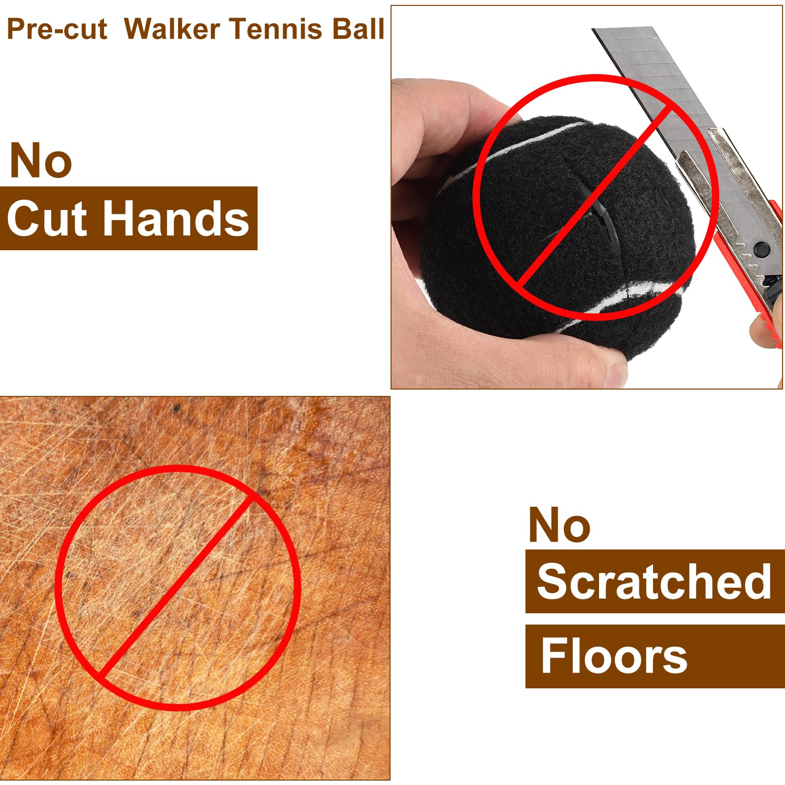 sourcing map Pelotas de tenis precortadas para caminar, 24 unidades, pelotas de tenis para sillas, fundas de patas de mesa de tenis, bolas deslizantes de fieltro para proteger las patas de los muebles