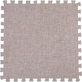 Alfombra De Espuma De Lino Entrelazada Para El Suelo,Azulejos Cuadrados Suaves Y Esponjosos De 12x12in Con Borde,Alfombra De Juego Para Decoración Del Hogar(Size:81pcs,Color:marrón claro)
