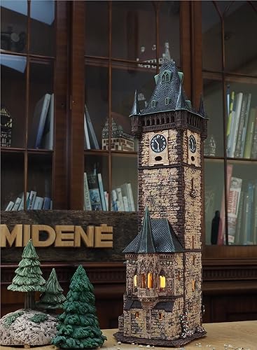 Miniatura 4 de Midene Portavelas de cerámica Art Tealight Decoración de la habitación Hecho a mano Coleccionable Casa de luz en miniatura Reloj astronómico de