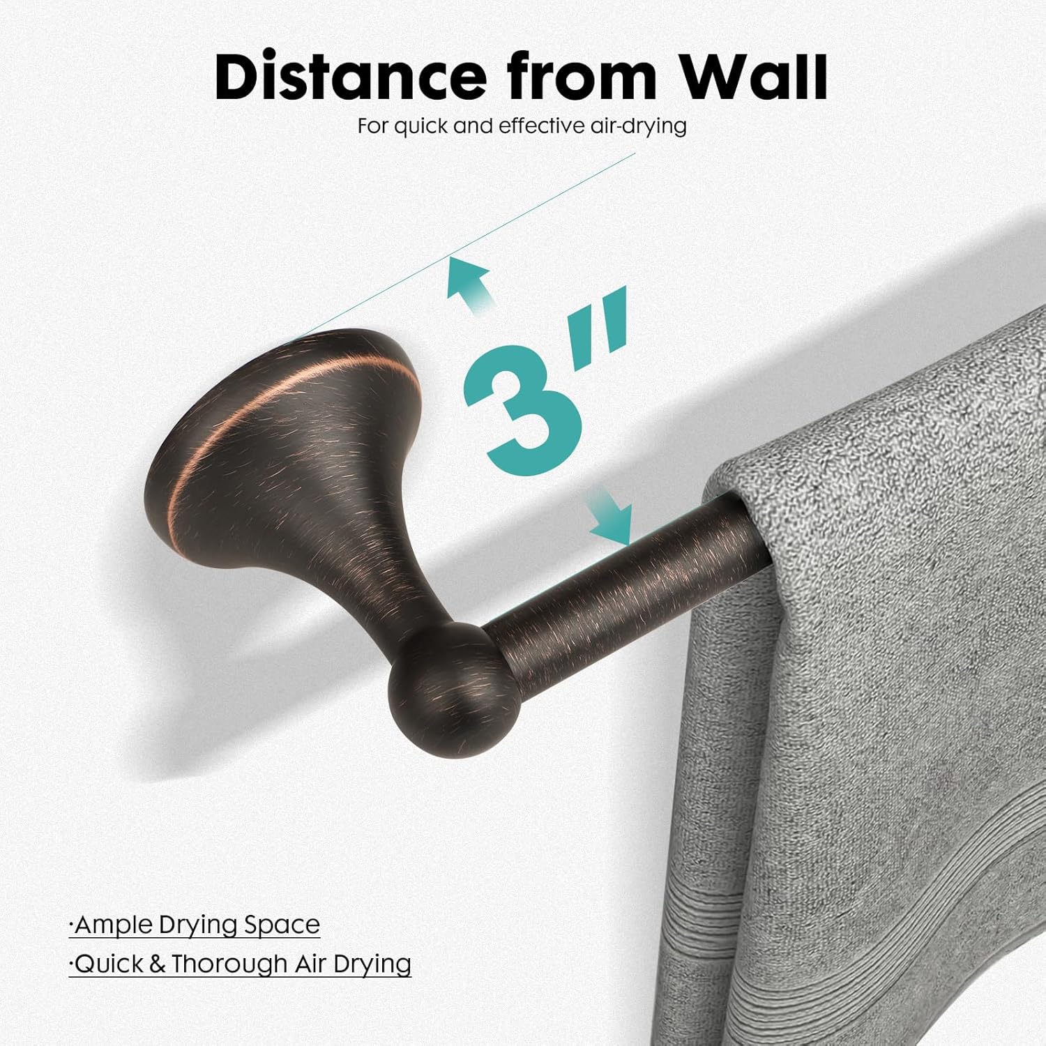 Antique Bathroom Towel Bar Oil Rubbed Bronze, 24 Inch Towel Racks for Bathroom Wall Mounted,Bathroom Towel Holder Bronze,Home Decor Towel Rod - Image 2