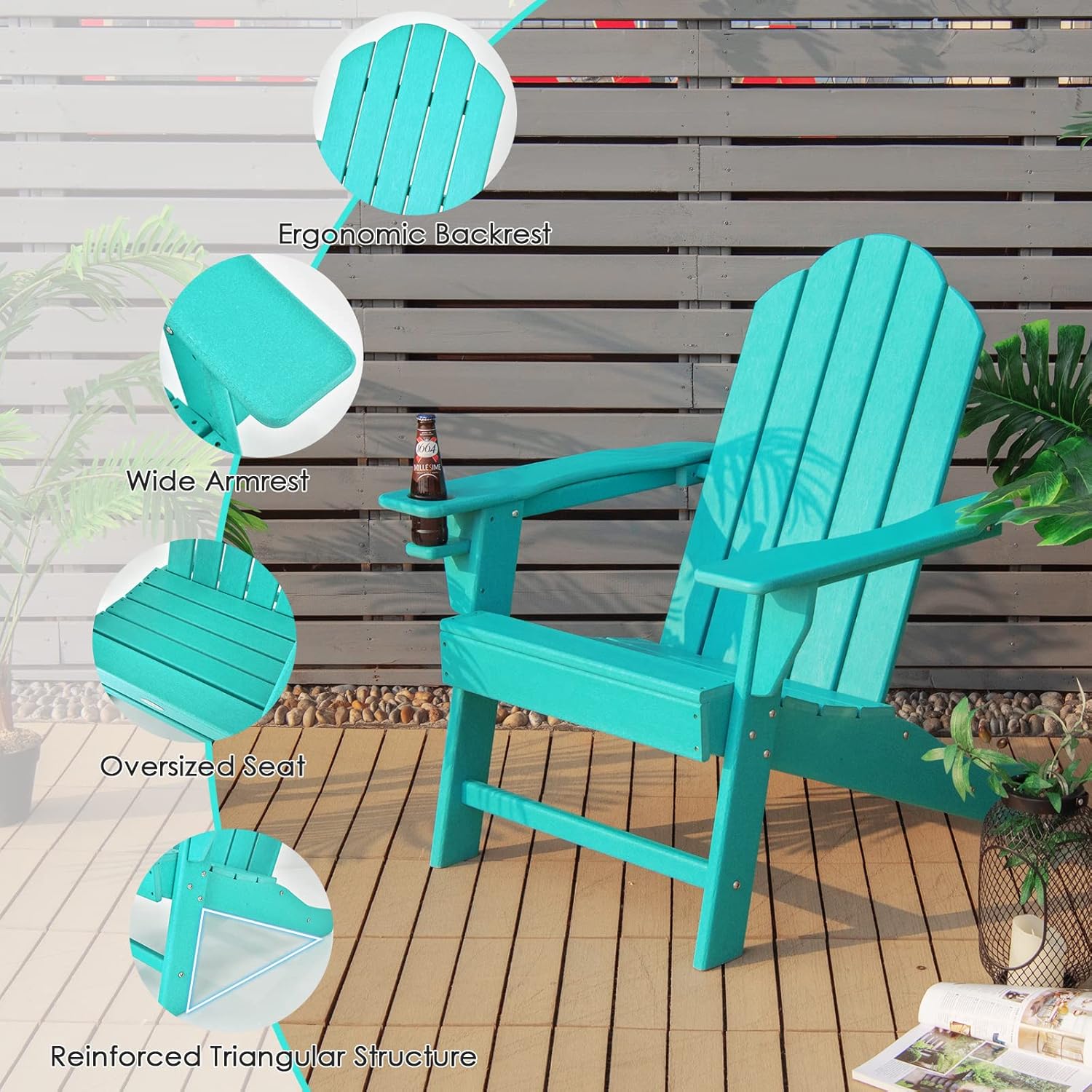 Giantex Set of 2 Adirondack Chair Outdoor Fire Pit Chairs, HDPE Weather Resistant Patio Chair for Campfire,Deck, Garden, Yard, Lawn Furniture Porch and Lawn Seating Composite Chairs