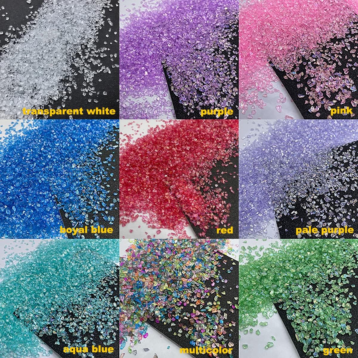 Crushed Glass Irregular Chips, 200g 2-3mm Irregular Glitter Transparent Gravel Gem Stones Broken Glass for Crafts, Nail Arts Decoration DIY Vase Filler Epoxy Resin Mold Jewelry Making (Multicolor)