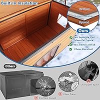 Vista 2 de FunXplore Casa aislada para perros al aire libre, resistente a la intemperie, 43.3 pulgadas de largo, perrera grande de 6 lados, espuma de invierno