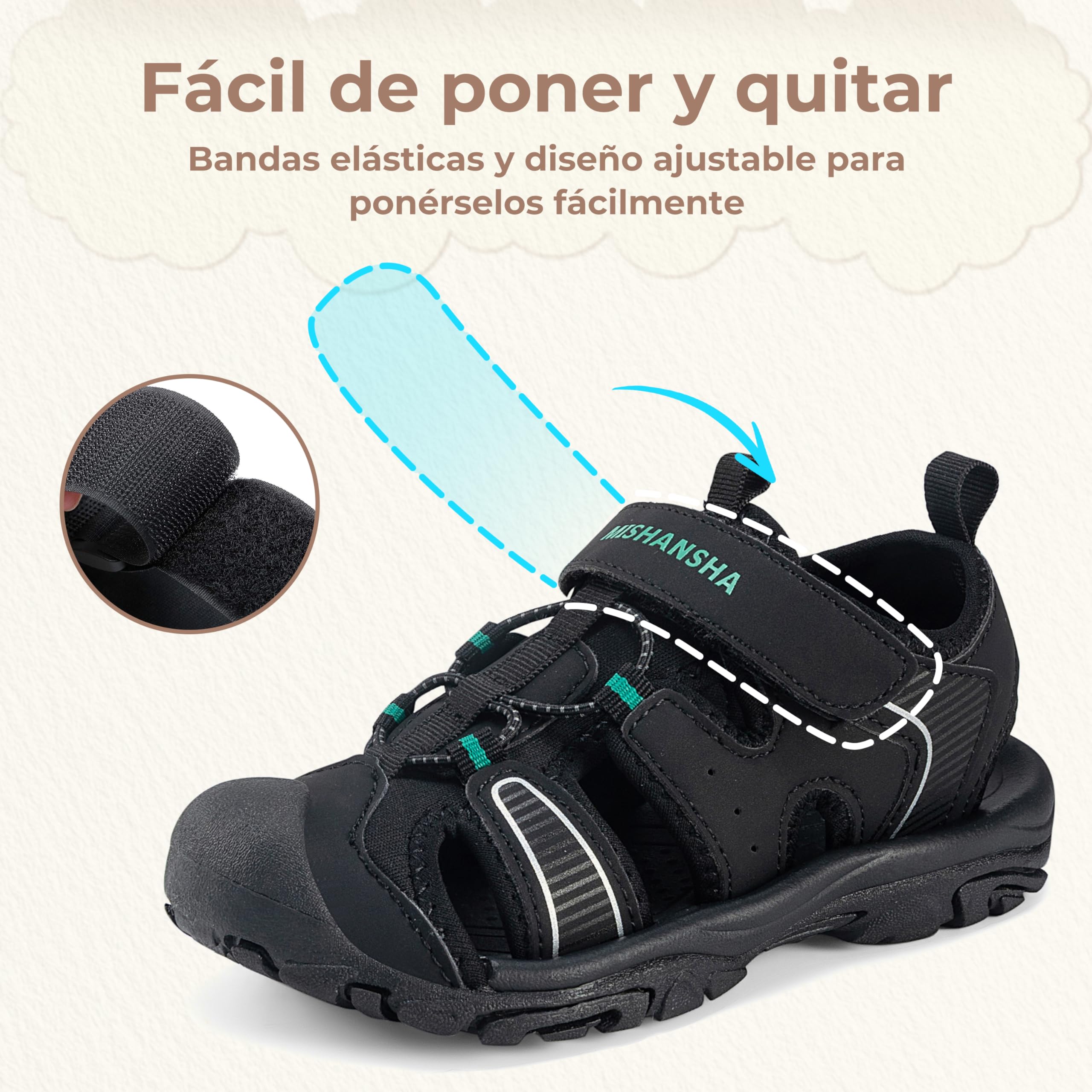 Mishansha Sandalias Cerradas para Niños Niñas Transpirable Sandalias de Deporte Al Aire Libre Verano Gr.24-38