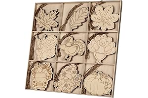 N&T NIETING 27pcs Thanksgiving Wood Ornaments DIY Kit