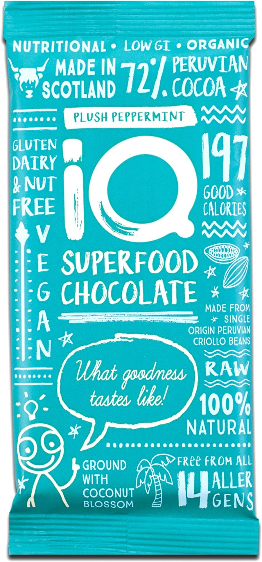 Iq Chocolate Plush Peppermint Superfood Chocolate, 35 g