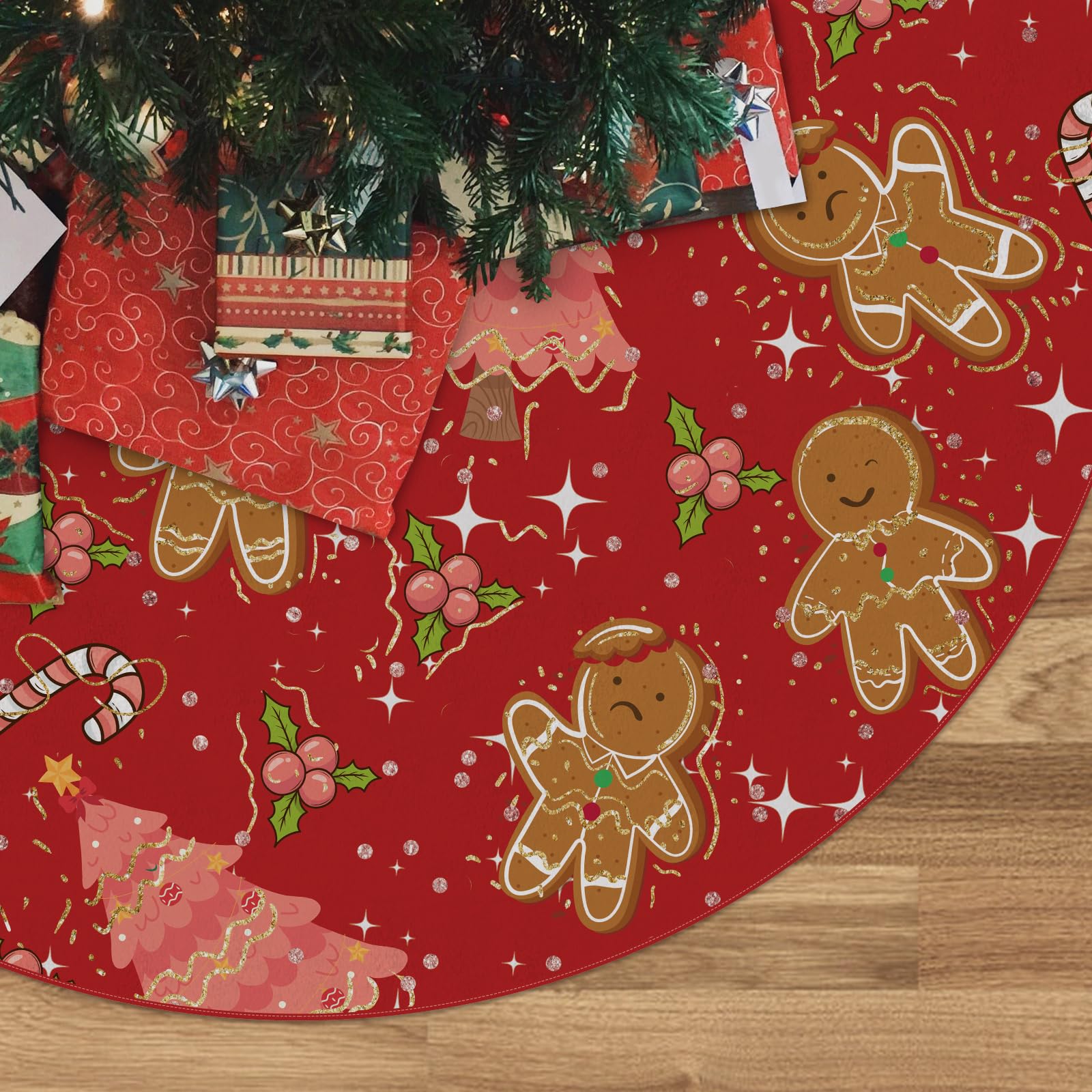 Tour De Sapin De Noel Jupe De Sapin De Noël Rouge Et Blanc, 90cm