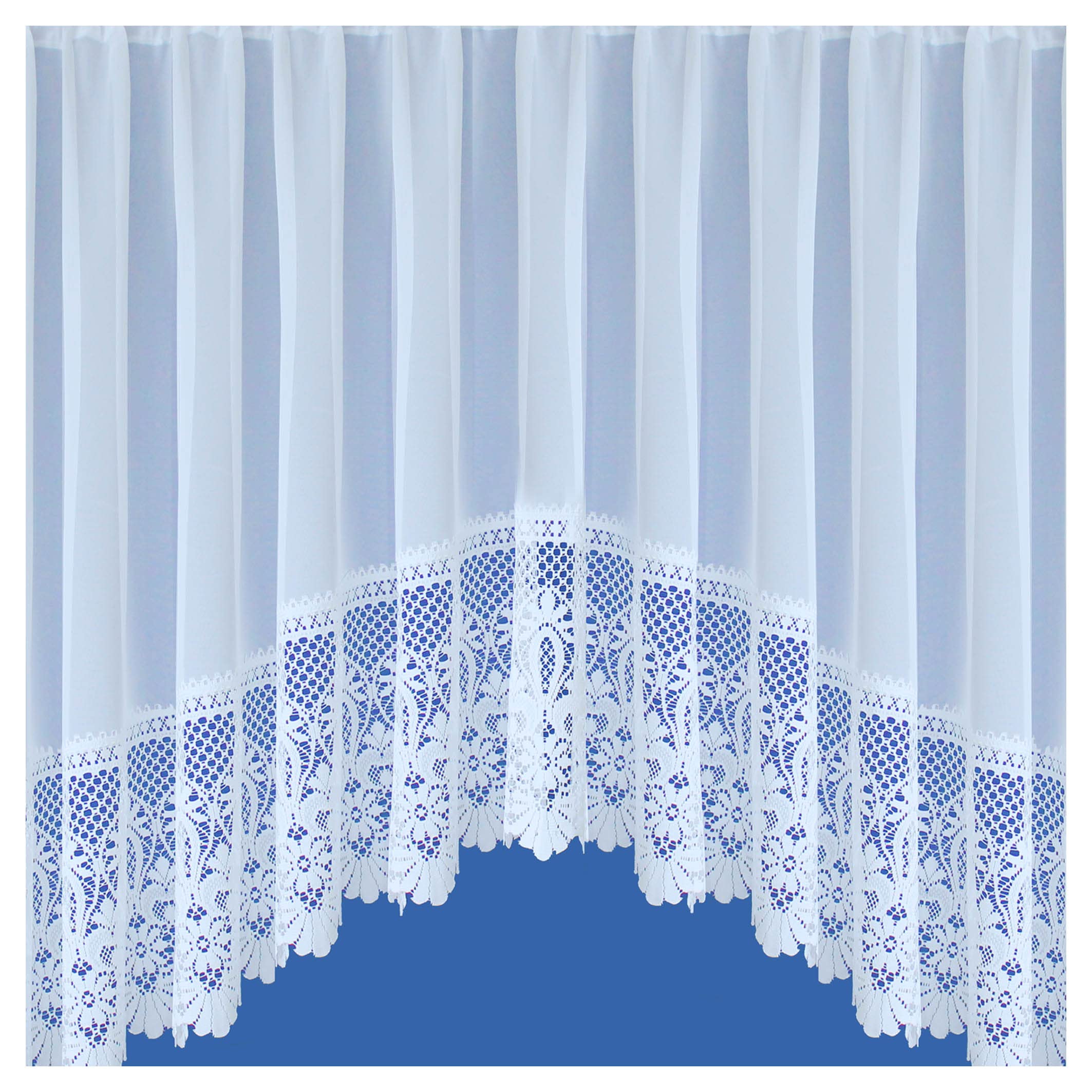 Rackhams White Traditional Base Design Net Lace Curtain Jardiniere With Elevated Base - 48" (122Cm) - 150" (381Cm)