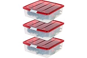 IRIS USA 33 Quart Stackable Wreath Storage Holder with Latching Buckles