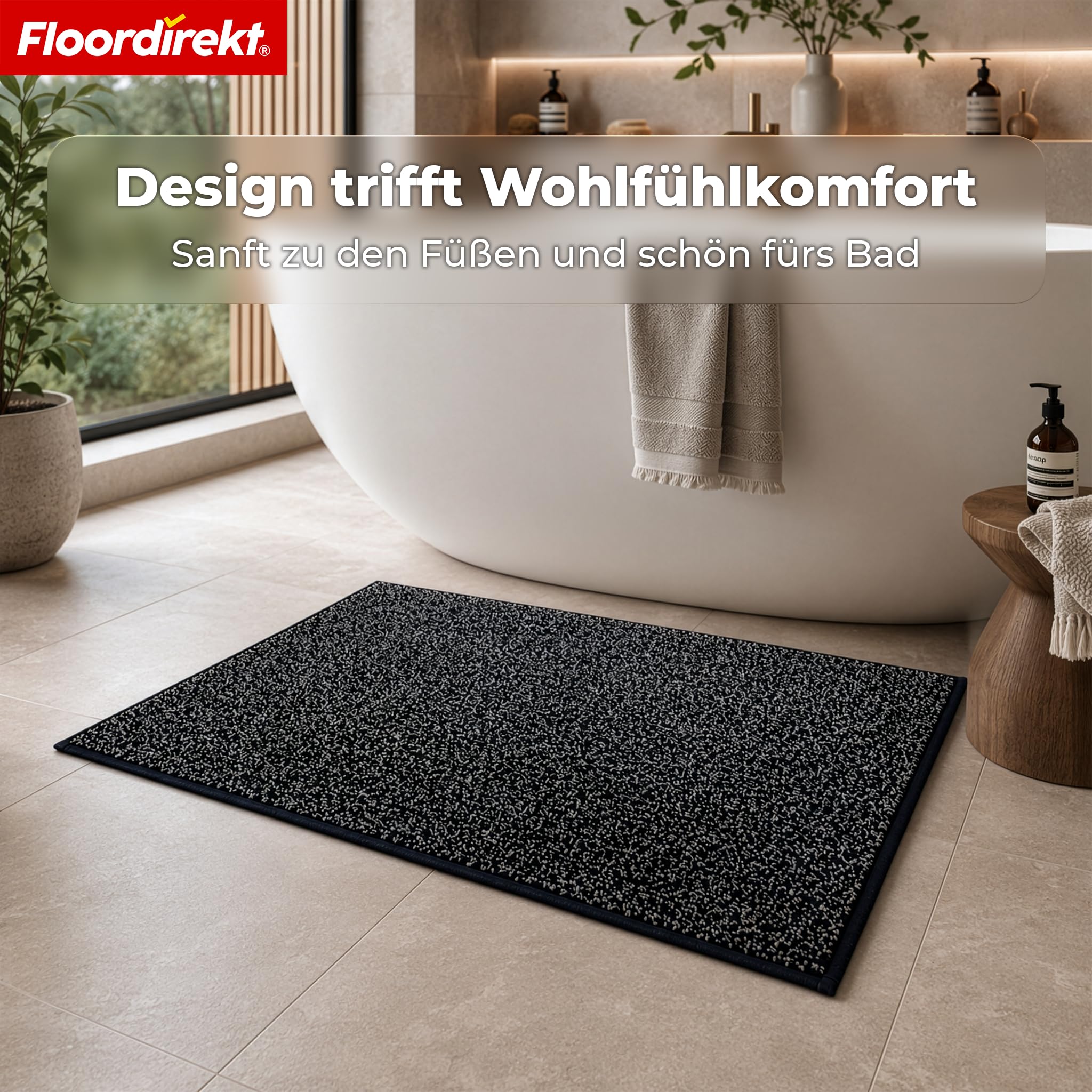 Floordirekt Tappetino da bagno NASA antracite, 120 x 180 cm, morbido e durevole, con bordi rinforzati, assorbe l'acqua e facile da pulire