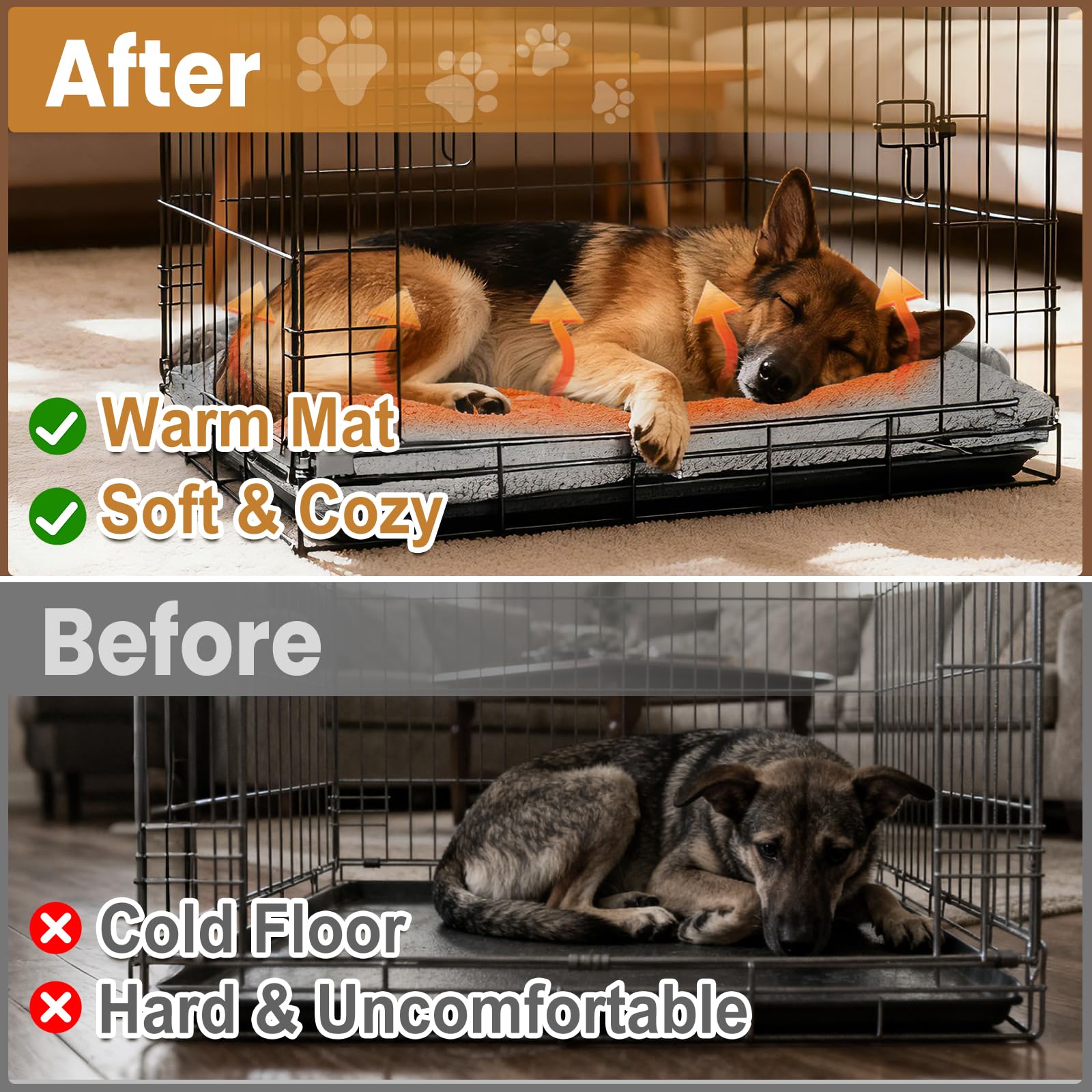 2 Pack Self Warming Dog Mats – 36"&times;24" Thermal Heating Pet Pads for Medium & Large Dogs, Soft Thick & Cozy for Extra Warmth, Washable, Non-Electric & Non-Slip Crate Beds for Indoor Outdoor Use - image 5