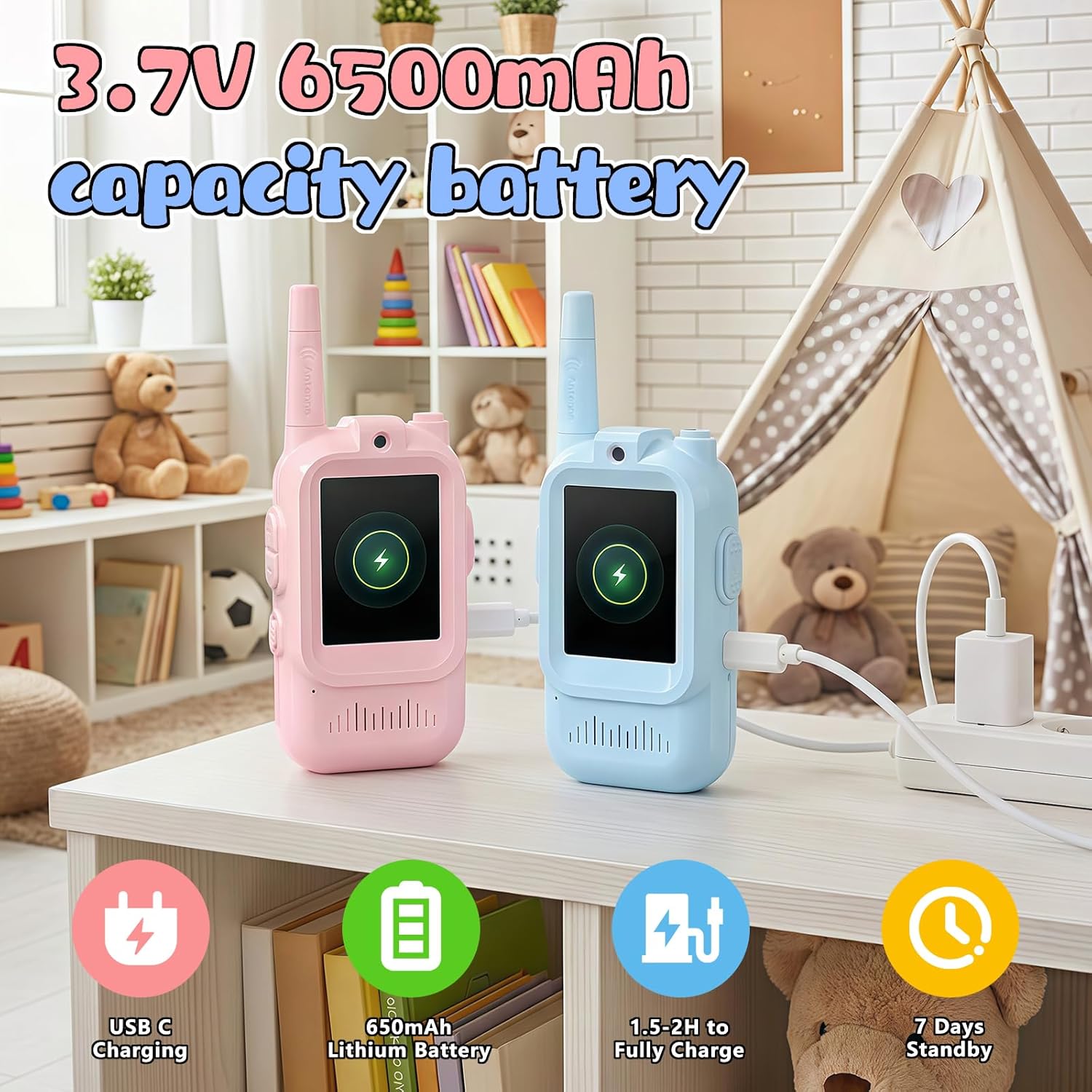 Video Walkie Talkies for Kids 300 Meter Transmission Distance and High Definition Display Suitable As Gifts for Boys and Girls Aged 3-12 Perfect for Family Games