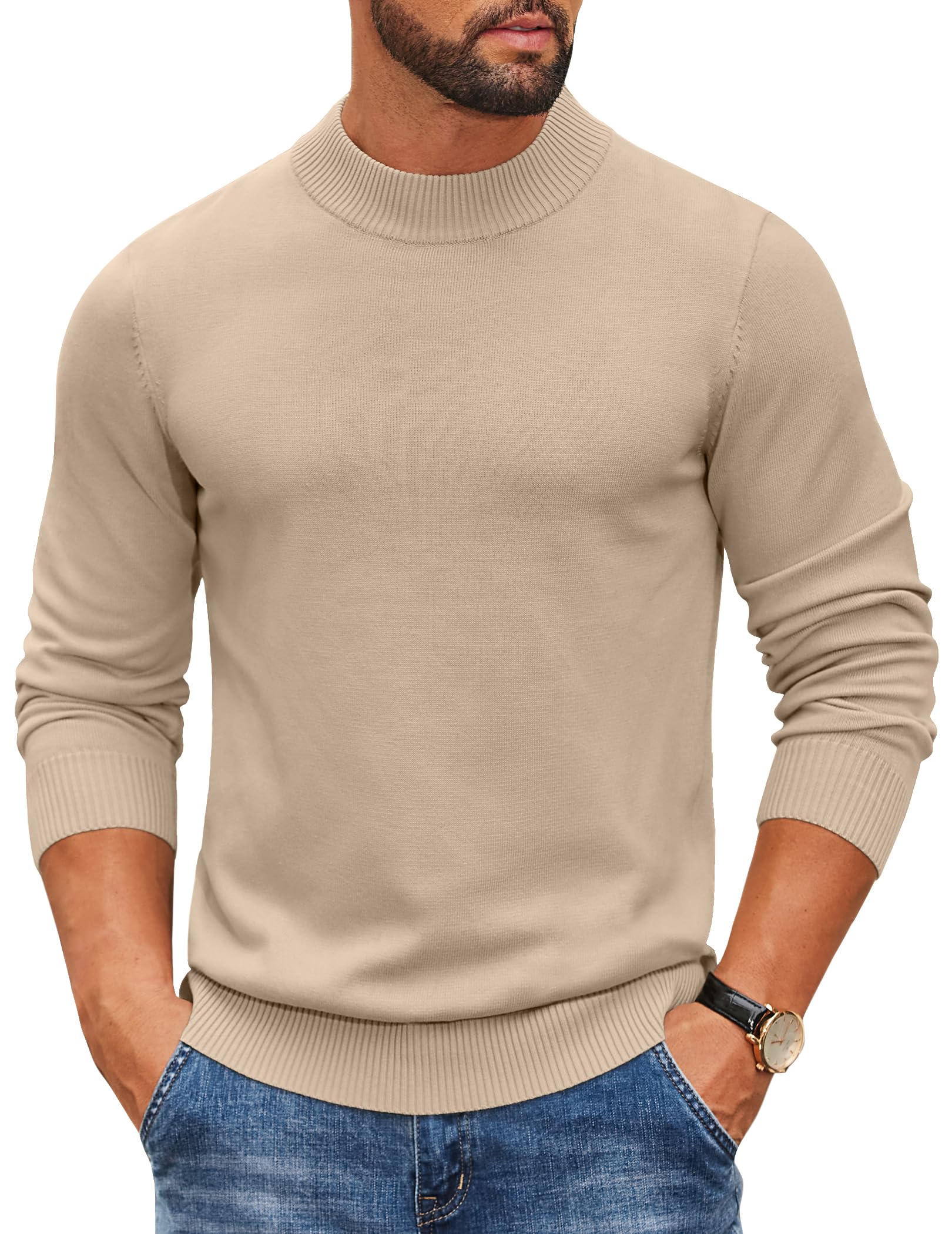 COOFANDY Ribbed Knit Mock Turtleneck