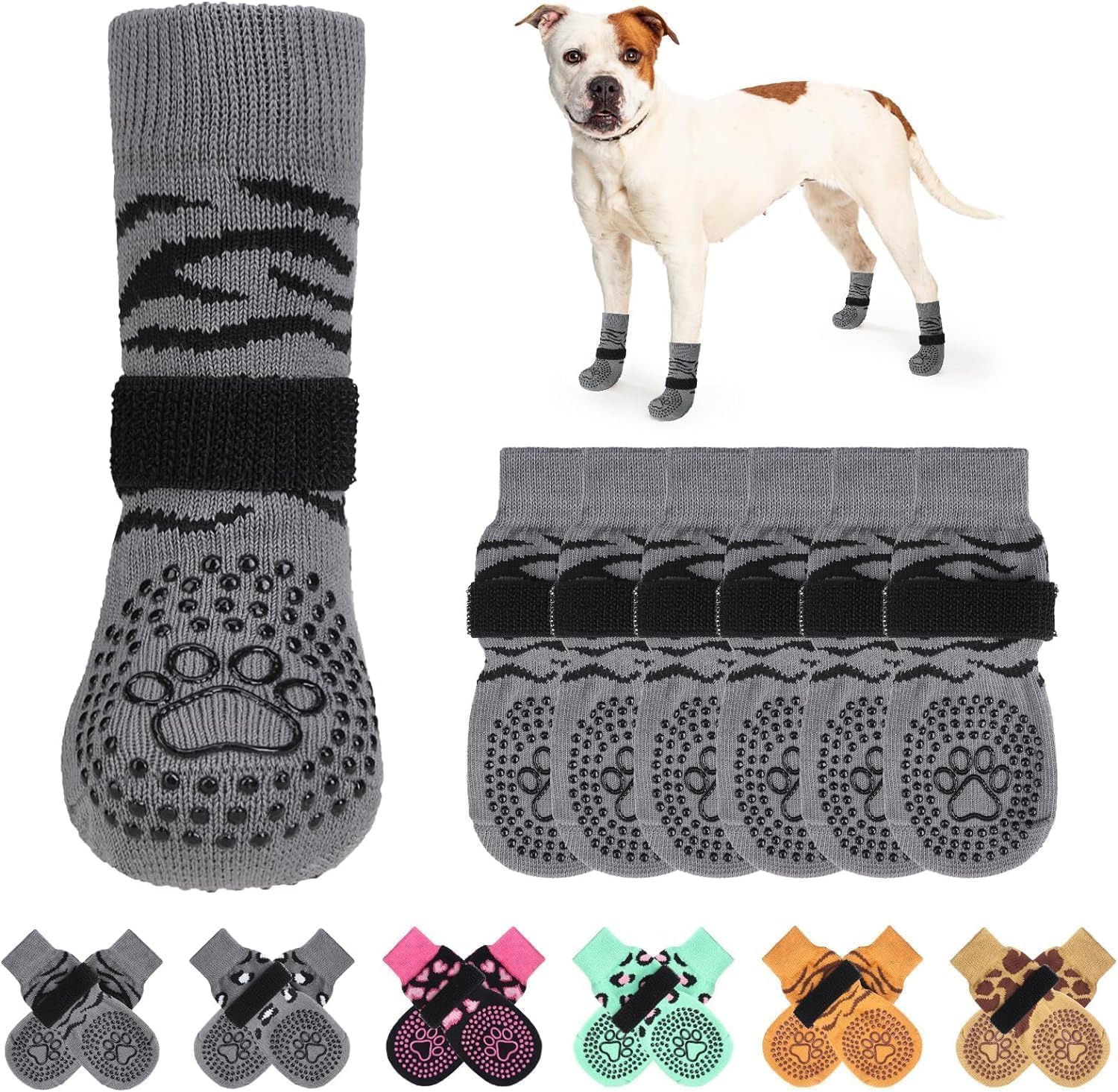 KOOLTAIL rutschfeste Hundesocken,doppelseitige Griffe,Hundesocken zum Lecken, um Kratzer auf Hartholzböden zu verhindern,Outdoor-Hundeschuhe und Pfotenschutz für kleine, mittelgroße und große