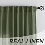DONREN Olive Rideaux de l'onglet arrière vert 48 Poches longues 2 Panneaux pour salon - Modern Cottagecore Pocket Semi Sheer Privacy Draps Crochets Ceinture plissé Light Filtering Rideaux W52 x L48