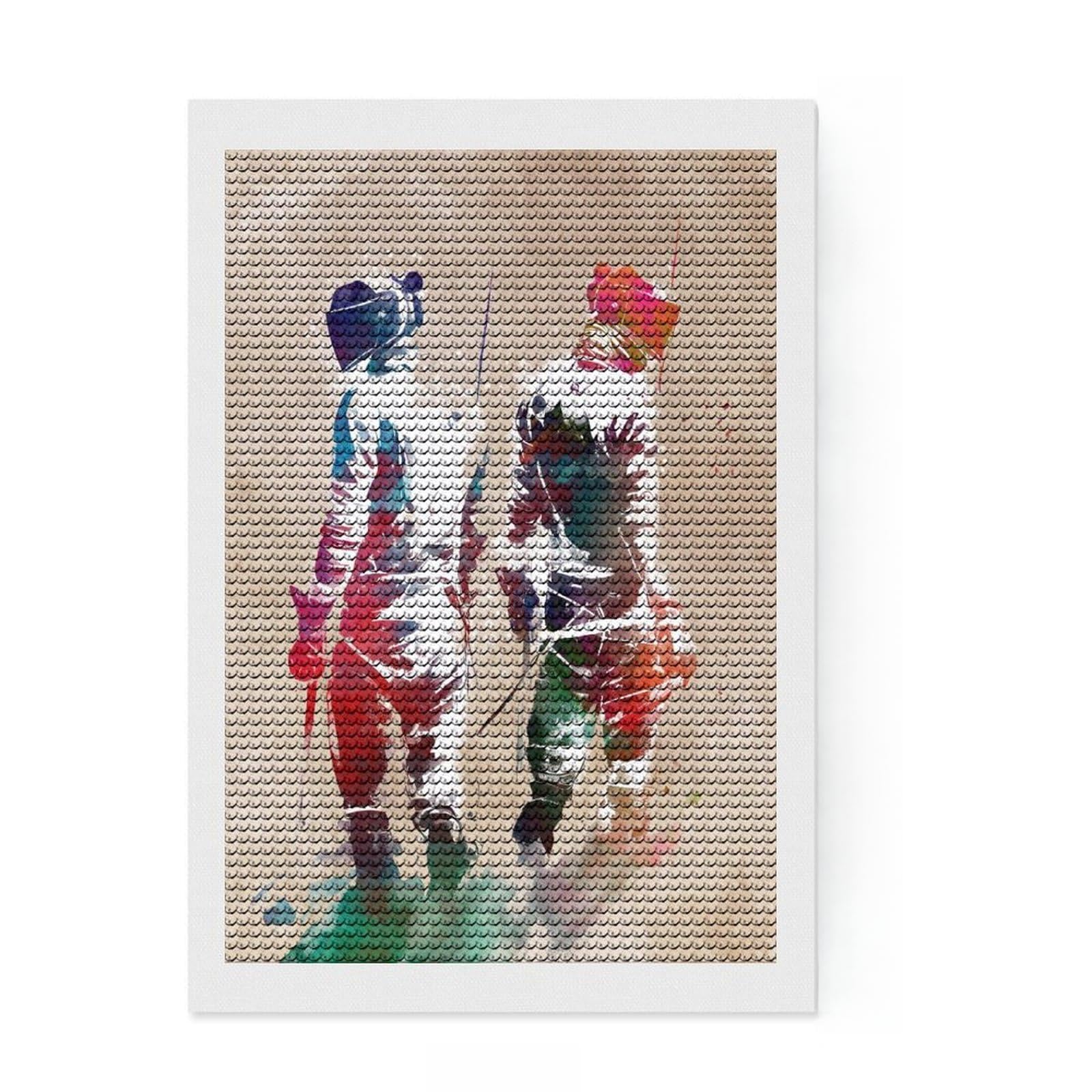 Junmoney Fencers Sport Art Diamond Art Canvas 8"x12", for Family Craft Time, Neat Printed Canvas, Festive Craft Gift, Boho Decor