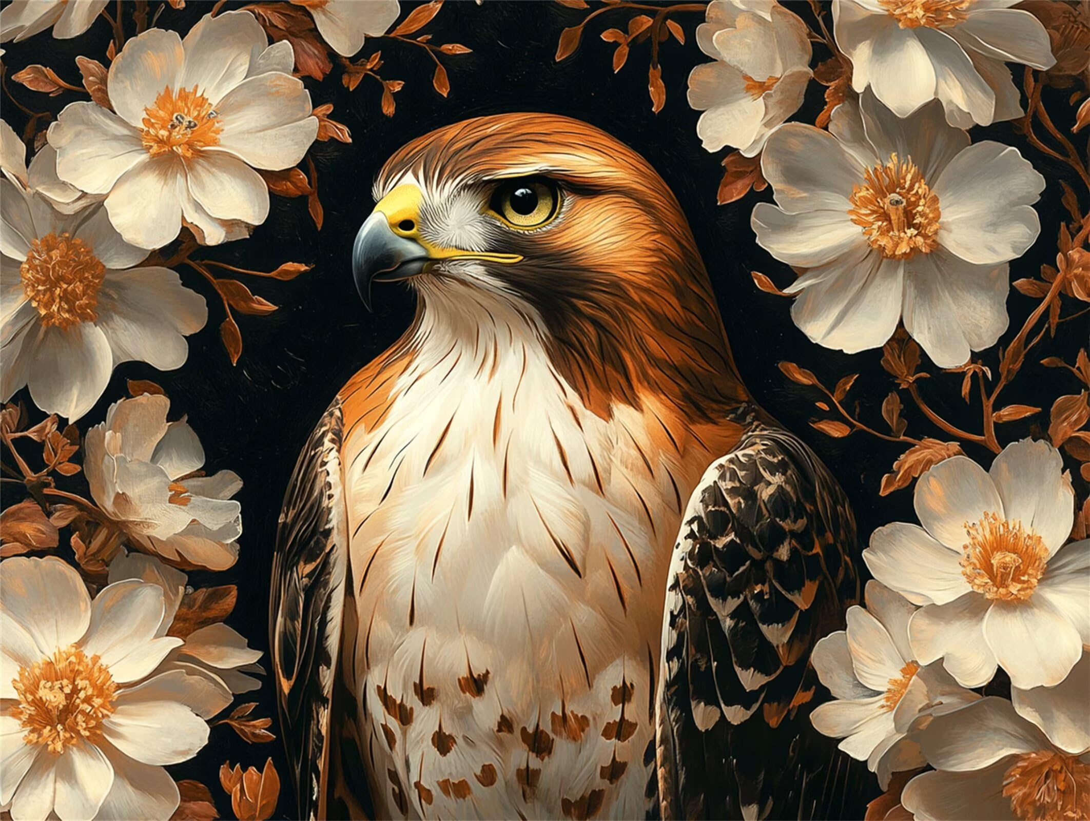 Puzzle 6000 sztuk 179 x 105 cm, Puzzle Dorośli Orzeł Kwiaty, n-384