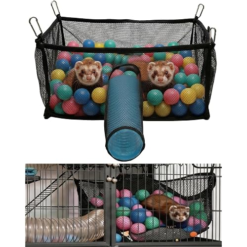 Ferret Ball Pit with 50 Pack Balls for Ferret Cage - Ferret Hammock for Cage Compatible with Tunnel System (Included 50 Pcs Ferret Toys Balls)