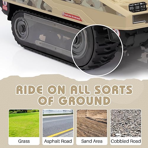 Miniatura 3 de TOBBI Vehículo militar eléctrico de 24 V con control remoto para niños pequeños, vehículo militar de combate todoterreno de 360 con misiles, juguete