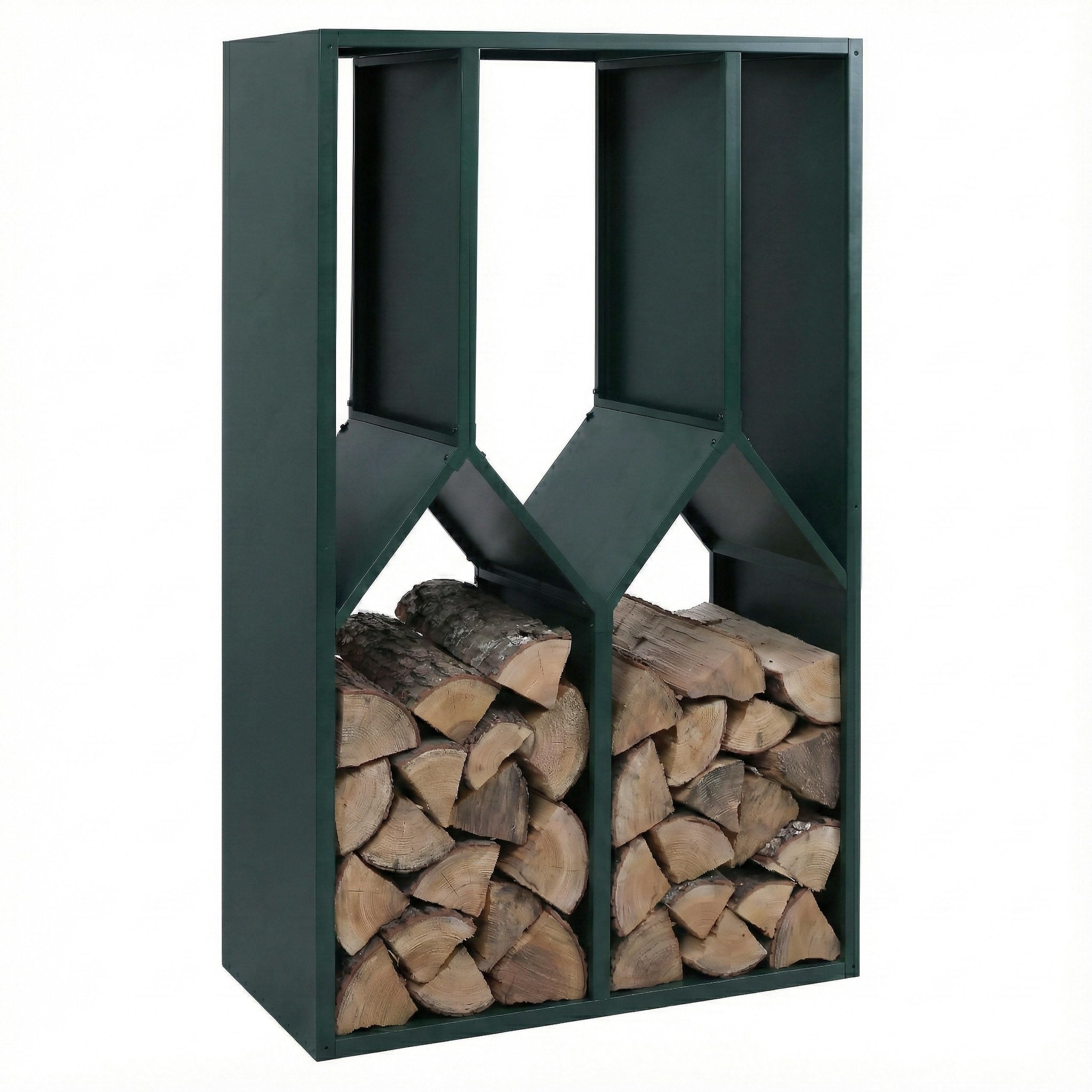 Legnaia HWC-P76, scaffale per legna da camino/da ardere deposito riparo outdoor esterno Metallo 160x95x50cm - verde