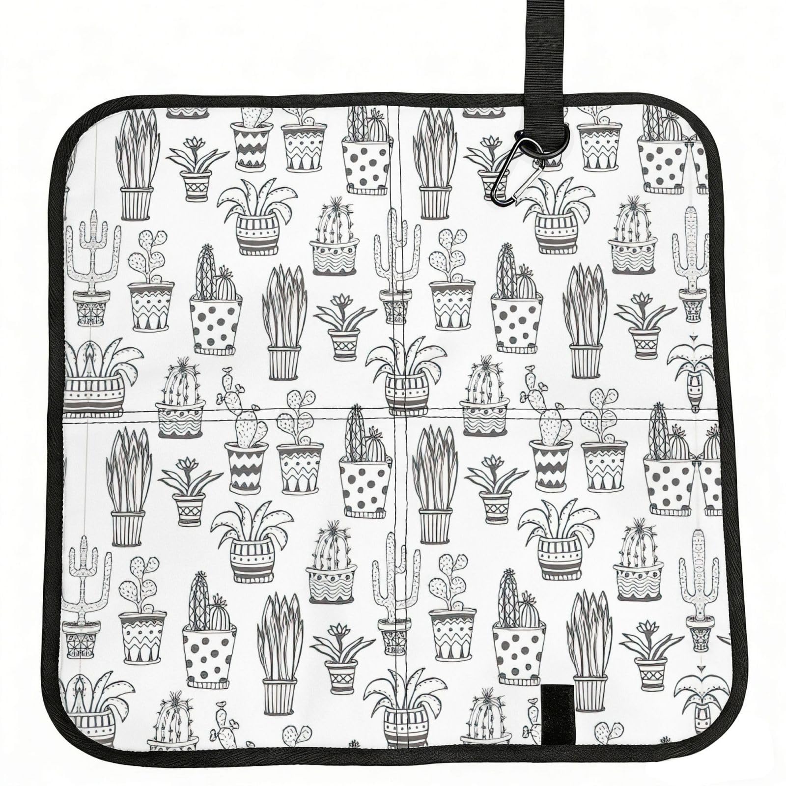 SDEGTHO Cactus Plants Printed Foldable Seat Pad with Closure, Lightweight Cushion for Airplane Travel Camping