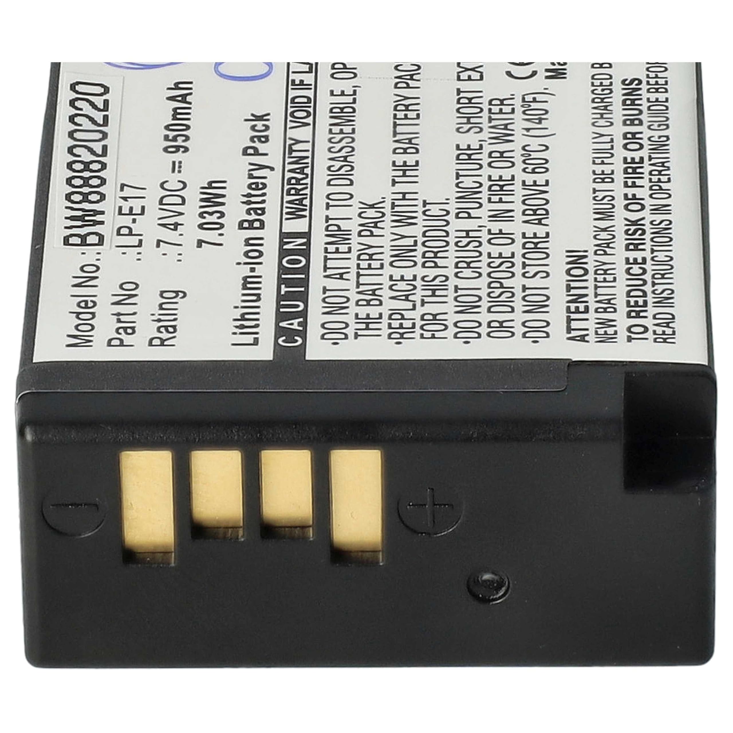 vhbw 2x batteria sostituisce Canon LP-E17 | per fotocamera (950mAh, 7,2V, Li-Ion)