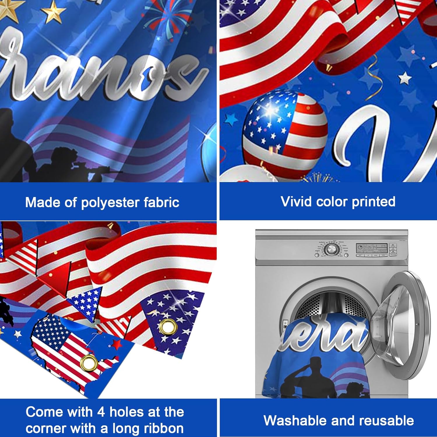 Mocsicka Veterans Day Banner Thank You Veterans Patriotic Background Banner Remember and Honor Veteran Day Photo Backdrop Veteran Day Party Decorations - Image 7