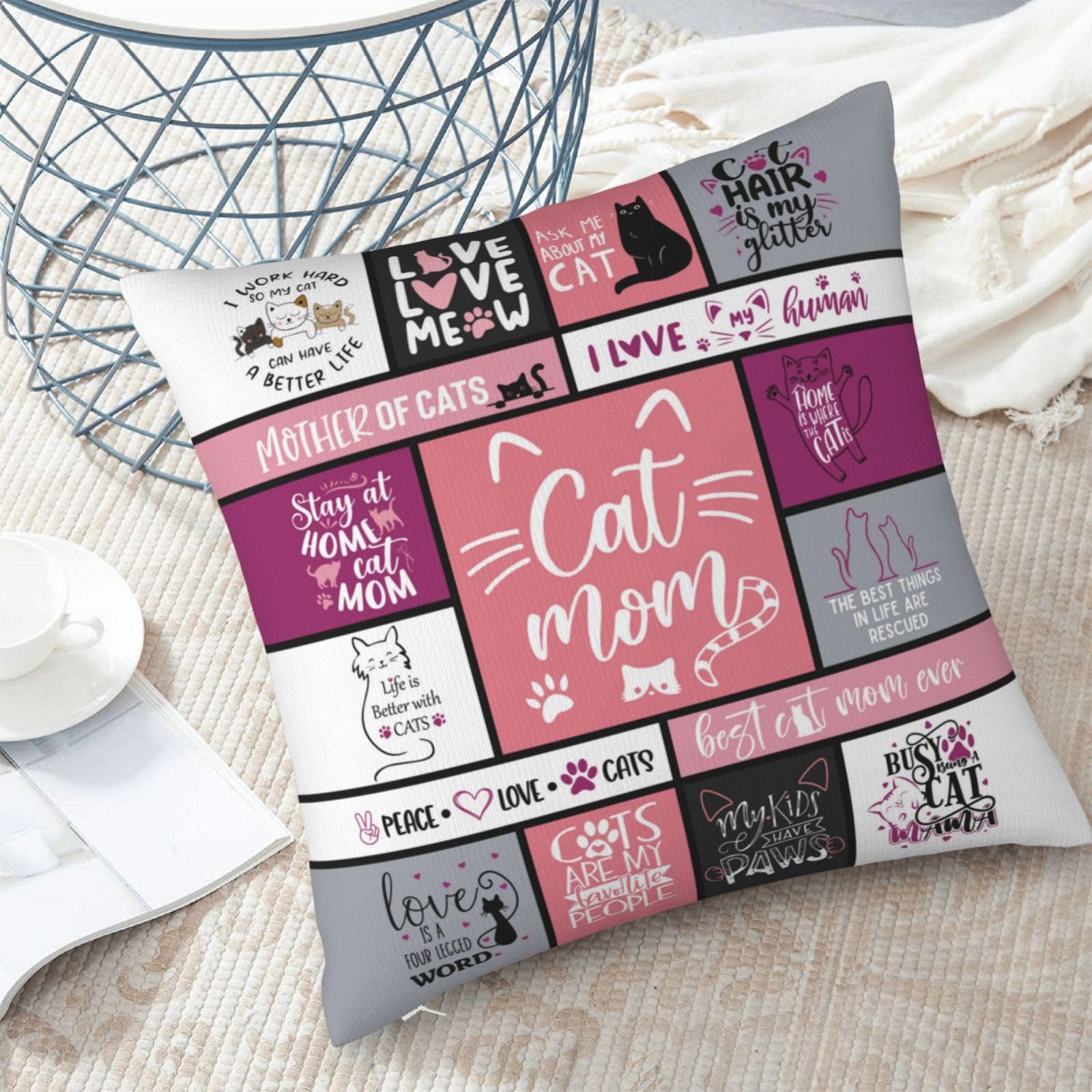 Regalos para mamá de gatos, regalos para amantes de los gatos, regalos temáticos de gatos para mujeres, regalos de gatos para niñas, decoración de gatos para amantes de los gatos, fundas de