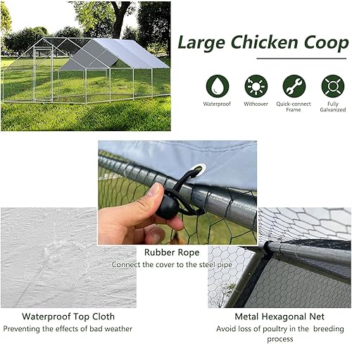 Miniatura 5 de GNIXUU Gallinero de metal grande, alambre galvanizado para patio con cubierta superior impermeable, jaula para aves de corral en forma de espira,