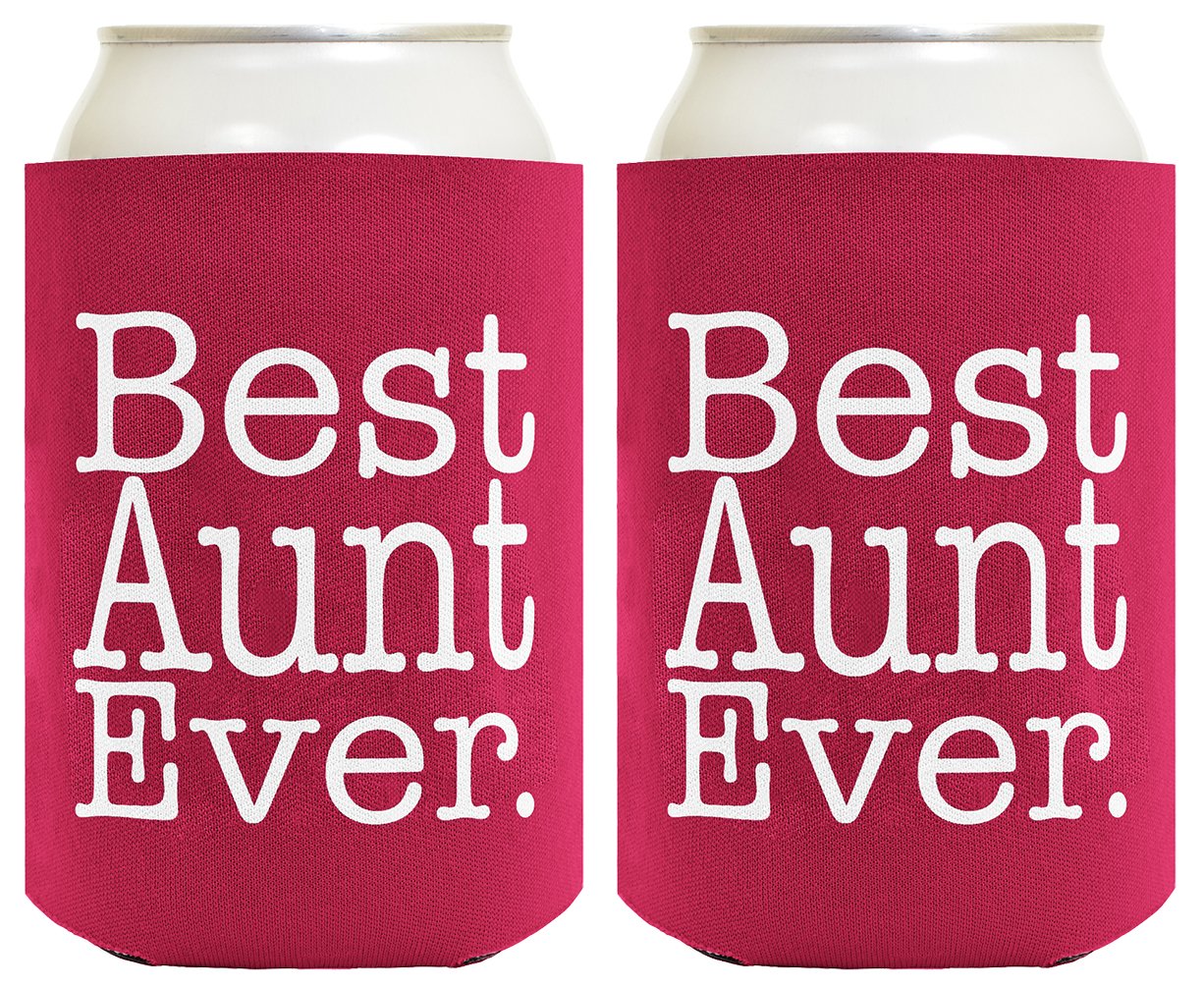 Funny Can Coolie Best Aunt Ever Gift 2 Pack Can Coolies Drink Coolers Magenta
