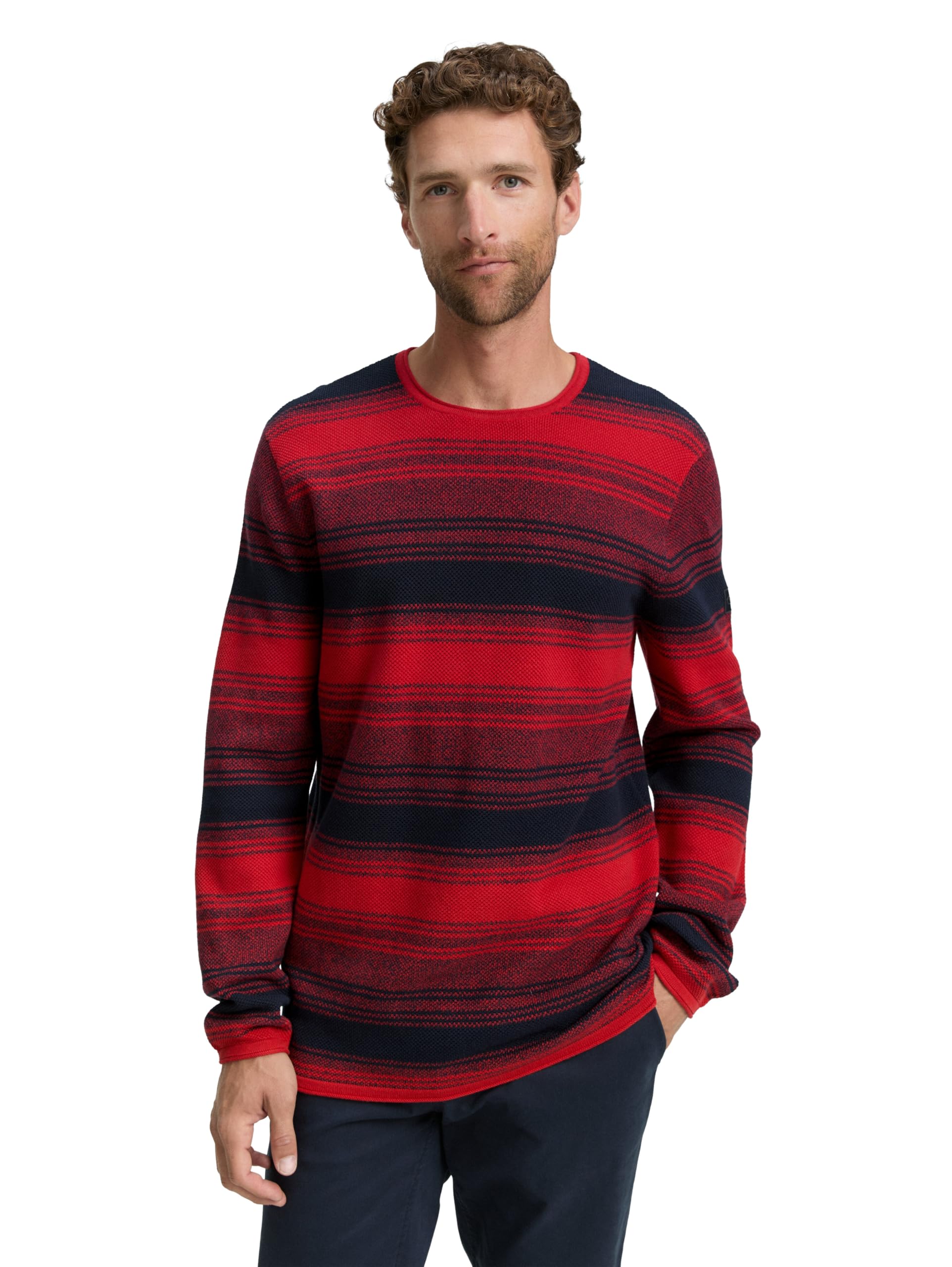 TOM TAILOR Herren Strickpullover im Streifenmuster