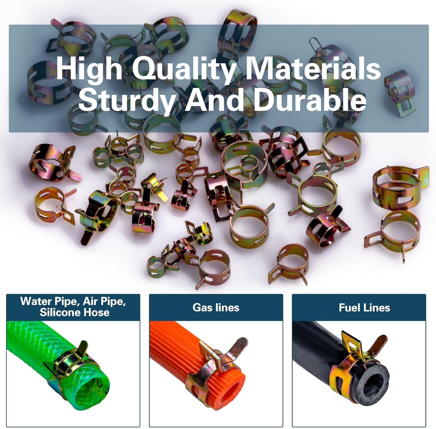 108pcs Spring Pipe Clamps, With Spring Pipe Clamp Tools, 9 Sizes 6-18mm Spring Hose Clamps, Used To Fix Hose Interfaces In Automotive, Marine, Gardening, Industrial Applications (1, Colors)