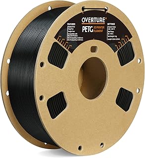 OVERTURE PETG Filament 1.75mm, 3D Printer Filament, 1kg Filament (2.2lbs), Dimensional Accuracy 99% Probability +/- 0.03 mm, Fit Most FDM Printer (Black (1-Pack))